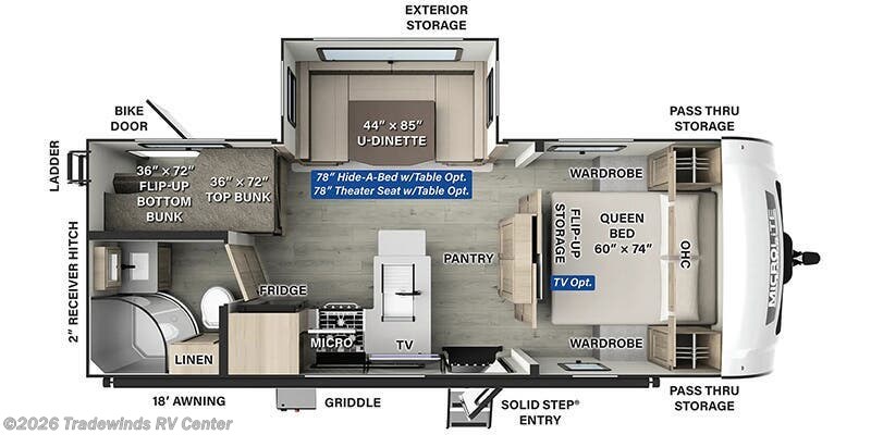 2026 Forest River Flagstaff Micro Lite 25DBH - New Travel Trailer For Sale by Tradewinds RV Center in Clio, Michigan