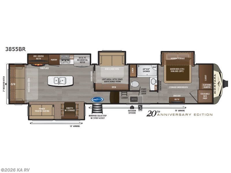 2019 Keystone Montana 3855BR - Used Fifth Wheel For Sale by KA RV in Desert Hot Springs, California features Slideout