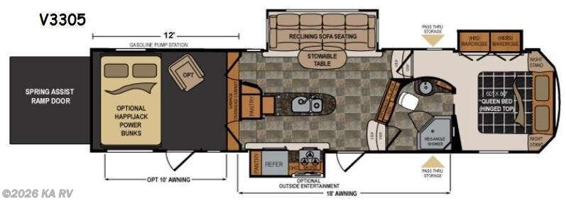 2014 Dutchmen Voltage V-Series V3305 - Used Toy Hauler For Sale by KA RV in Desert Hot Springs, California features Slideout