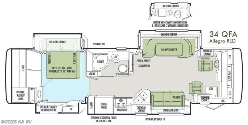 2014 Tiffin Allegro Red 34 QFA - Used Class A For Sale by KA RV in Desert Hot Springs, California features Slideout