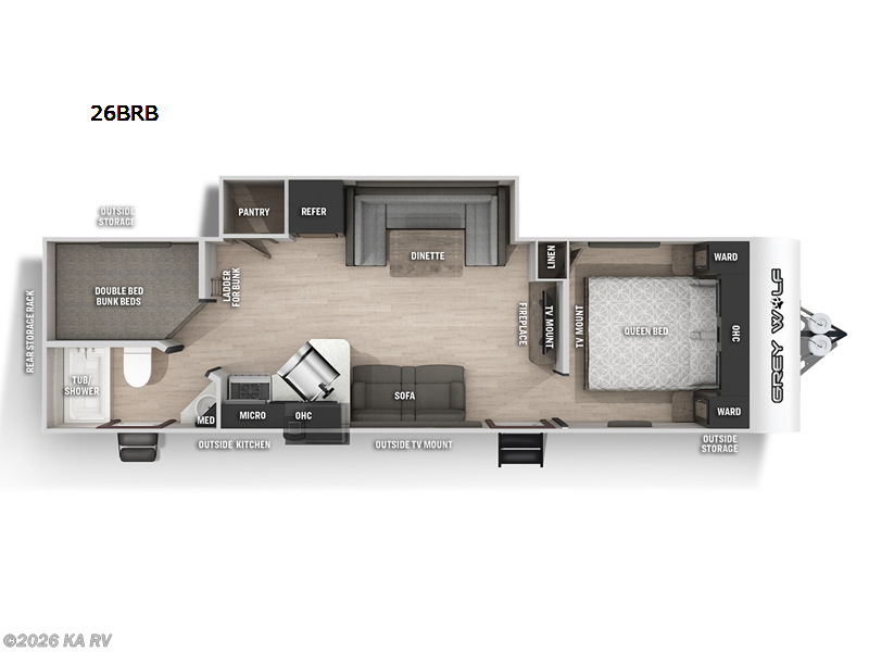 2022 Forest River Cherokee Grey Wolf 26BRB - Used Travel Trailer For Sale by KA RV in Desert Hot Springs, California features Slideout