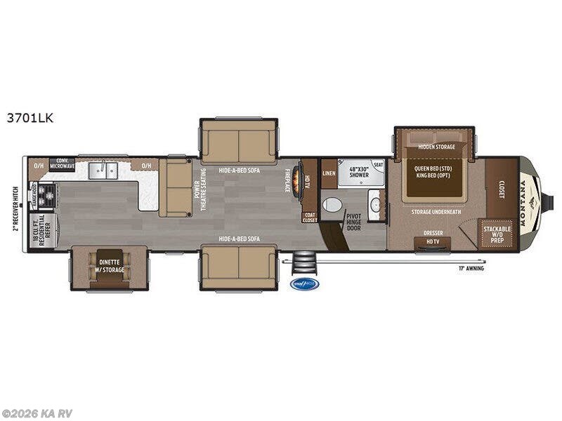 2018 Keystone Montana 3701LK - Used Fifth Wheel For Sale by KA RV in Desert Hot Springs, California features Slideout