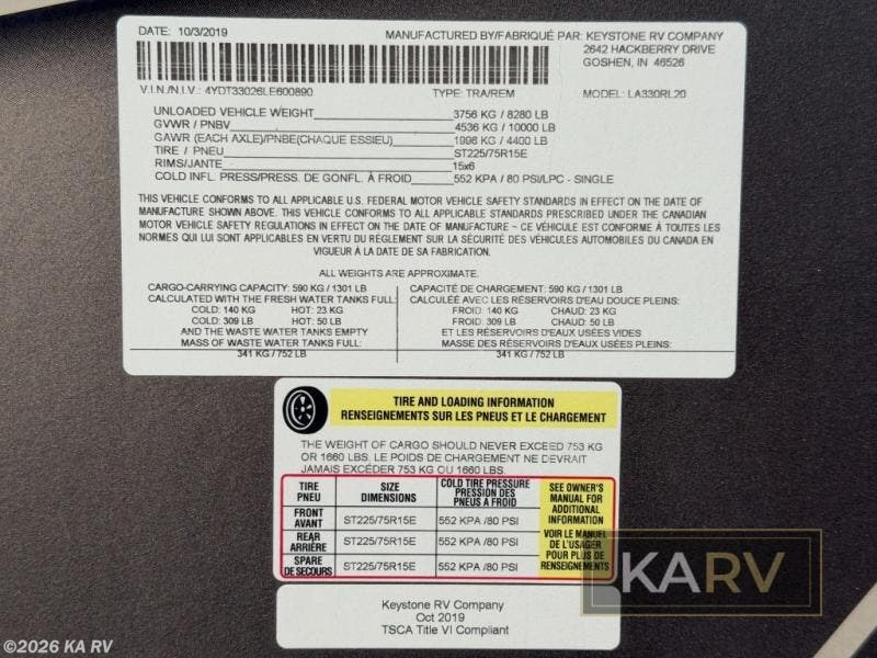 2020 Laredo 330RL by Keystone from KA RV in Desert Hot Springs, California