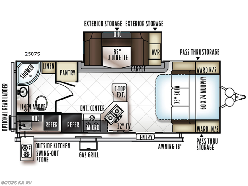 2018 Forest River Rockwood Mini Lite 2507S - Used Travel Trailer For Sale by KA RV in Desert Hot Springs, California features Slideout