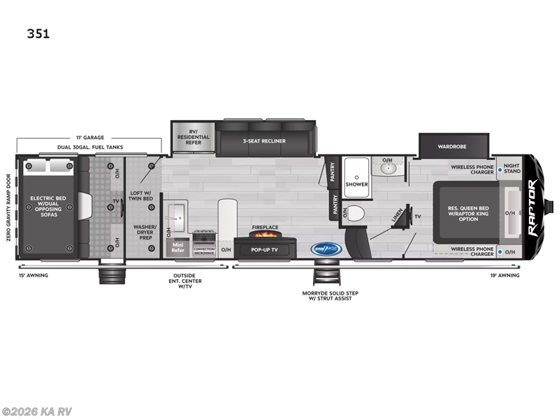 2022 Keystone Raptor 351 - Used Toy Hauler For Sale by KA RV in Desert Hot Springs, California features Slideout