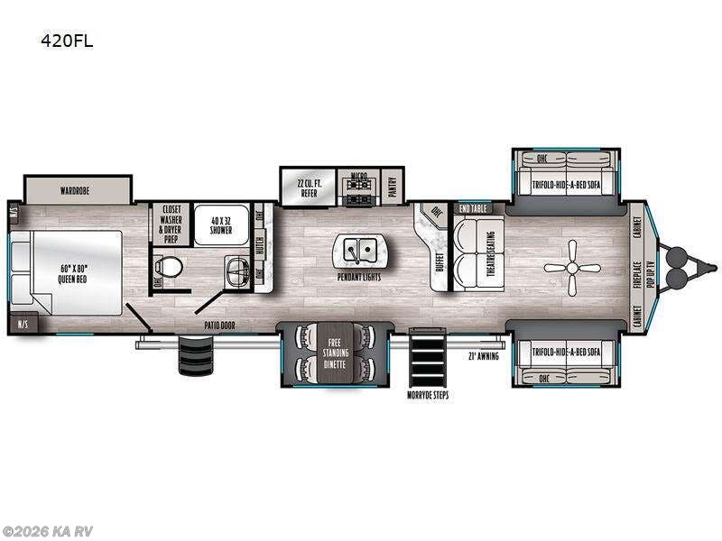 2022 Forest River Sierra Destination Trailers 420FL - Used Destination Trailer For Sale by KA RV in Desert Hot Springs, California features Slideout