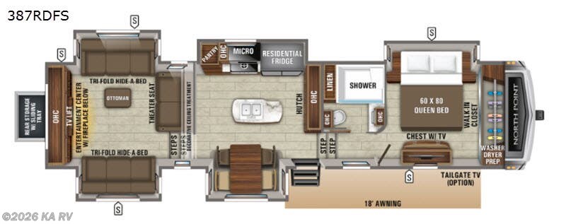2020 Jayco North Point 387RDFS - Used Fifth Wheel For Sale by KA RV in Desert Hot Springs, California features Slideout