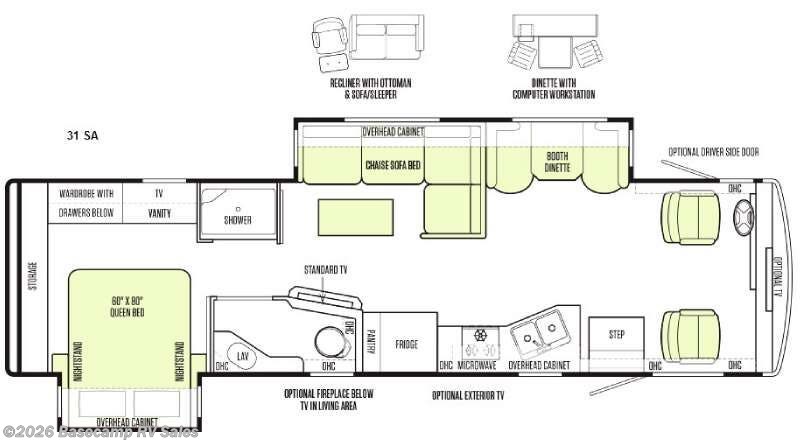 2015 Tiffin Allegro 31 SA - Used Class A For Sale by Basecamp RV Sales in Rocklin, California features Slideout
