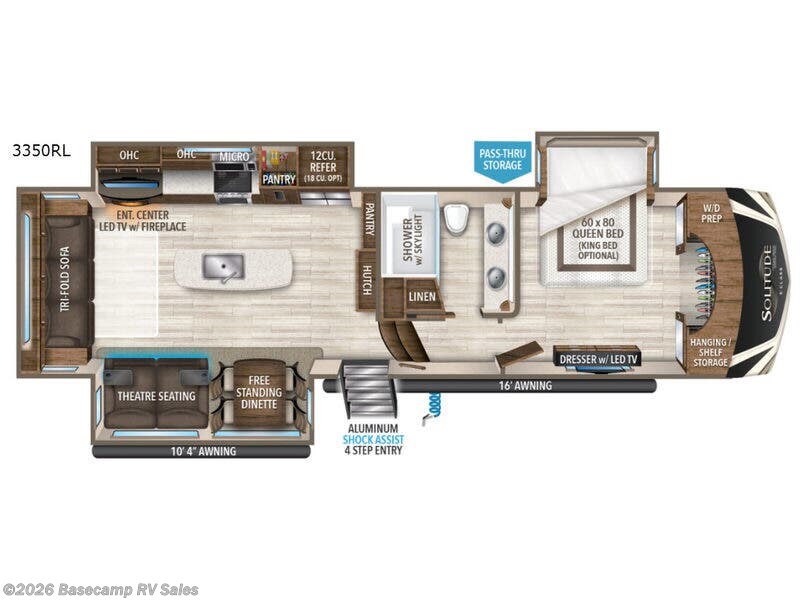 2019 Grand Design Solitude S-Class 3350RL - Used Fifth Wheel For Sale by Basecamp RV Sales in Rocklin, California features Slideout
