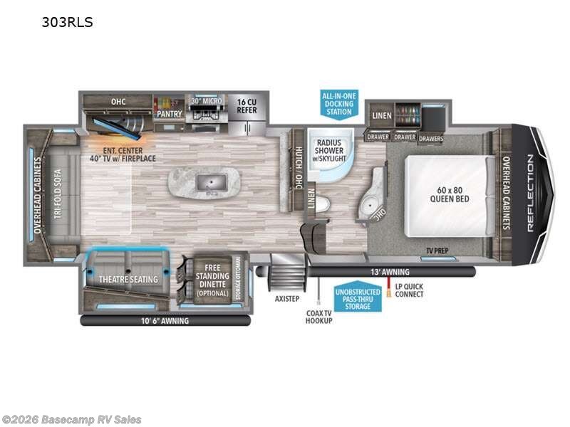 2022 Grand Design Reflection 303RLS - Used Fifth Wheel For Sale by Basecamp RV Sales in Rocklin, California features Slideout