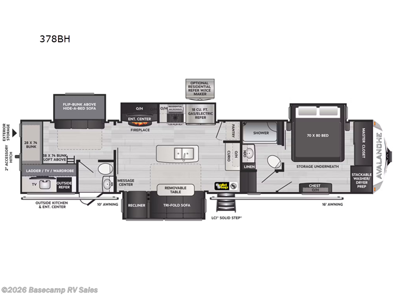 2024 Keystone Avalanche 378BH - Used Fifth Wheel For Sale by Basecamp RV Sales in Rocklin, California features Slideout