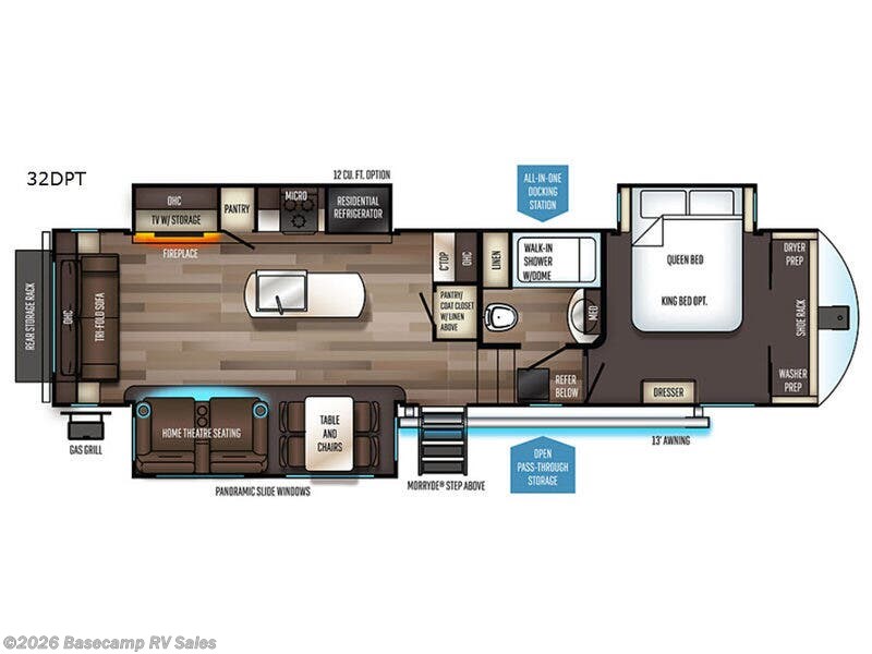 2019 Forest River Sabre 32DPT - Used Fifth Wheel For Sale by Basecamp RV Sales in Rocklin, California features Slideout