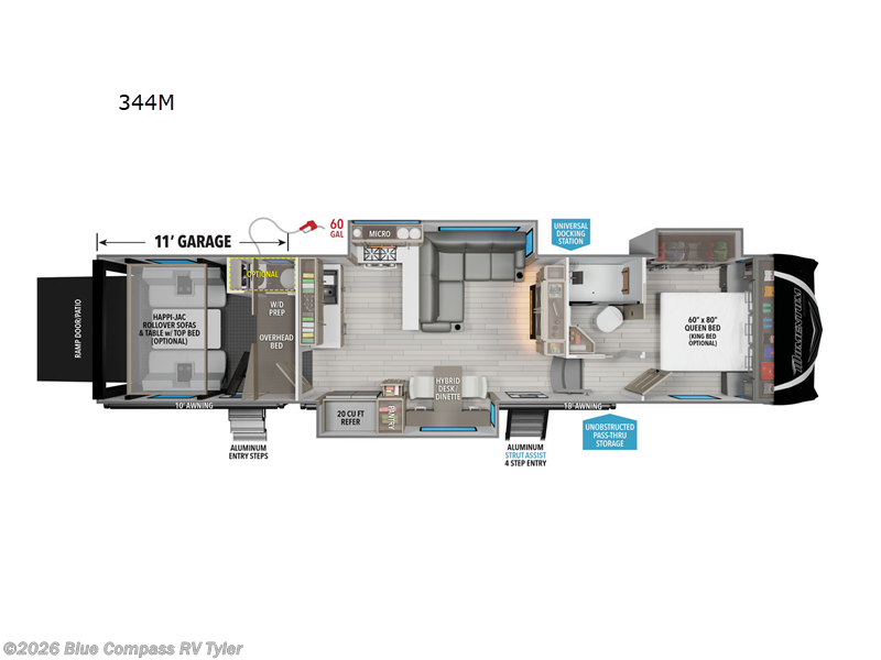 2025 Grand Design Momentum M-Class 344M - New Toy Hauler For Sale by Blue Compass RV Tyler in Tyler, Texas features Slideout