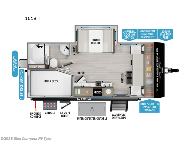 2025 Grand Design Transcend One 161BH - New Travel Trailer For Sale by Blue Compass RV Tyler in Tyler, Texas features Slideout