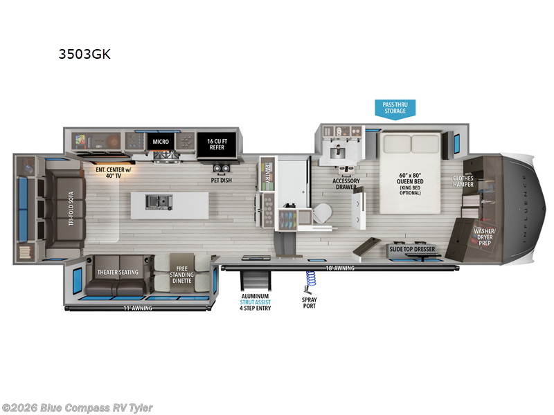 2025 Grand Design Influence 3503GK - New Fifth Wheel For Sale by Blue Compass RV Tyler in Tyler, Texas features Slideout