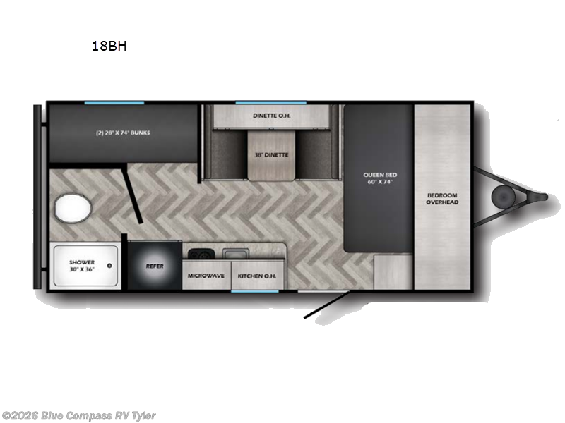 2026 CrossRoads Zinger Lite 18BH - New Travel Trailer For Sale by Blue Compass RV Tyler in Tyler, Texas