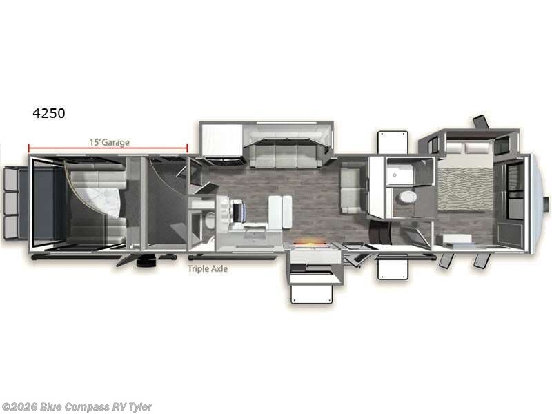 2026 Dutchmen Voltage V-Series 4250 - New Toy Hauler For Sale by Blue Compass RV Tyler in Tyler, Texas features Slideout