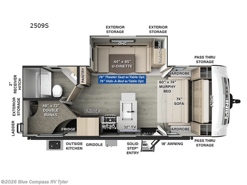 2025 Forest River Rockwood Mini Lite 2509S - New Travel Trailer For Sale by Blue Compass RV Tyler in Tyler, Texas features Slideout