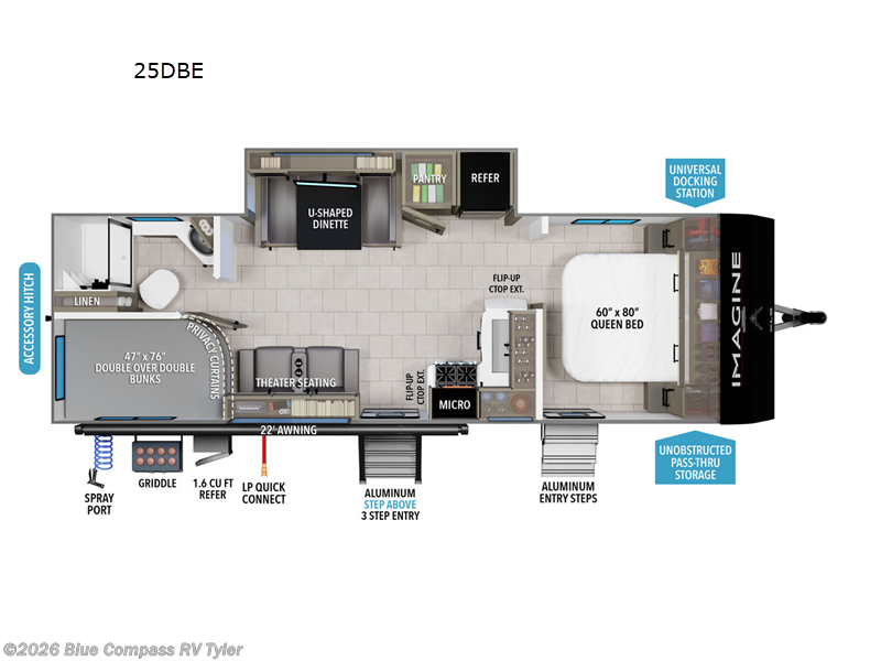2026 Grand Design Imagine XLS 25DBE - New Travel Trailer For Sale by Blue Compass RV Tyler in Tyler, Texas features Slideout