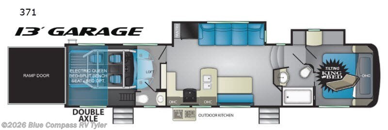 2019 Heartland Torque TQ 371 - Used Toy Hauler For Sale by Blue Compass RV Tyler in Tyler, Texas features Slideout