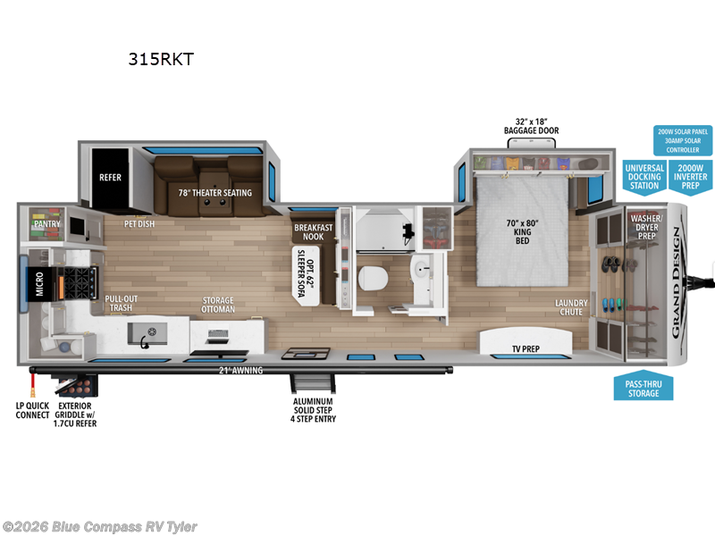 2027 Grand Design Transcend 315RKT - New Travel Trailer For Sale by Blue Compass RV Tyler in Tyler, Texas features Slideout