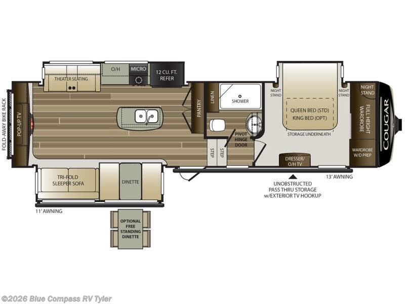 2018 Keystone Cougar 311RES - Used Fifth Wheel For Sale by Blue Compass RV Tyler in Tyler, Texas features Slideout