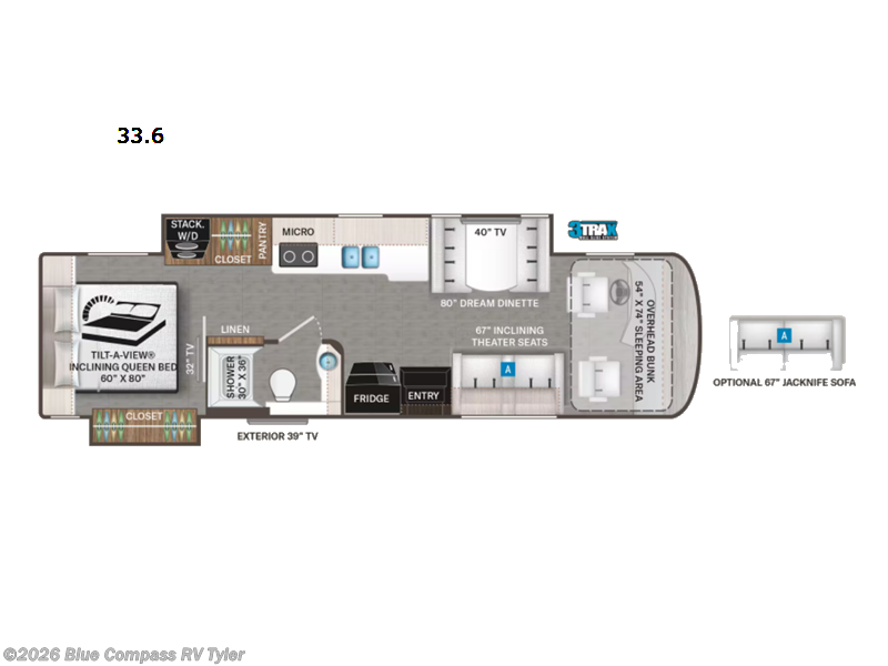 2023 Thor Motor Coach Palazzo 33.6 - Used Class A For Sale by Blue Compass RV Tyler in Tyler, Texas features Slideout