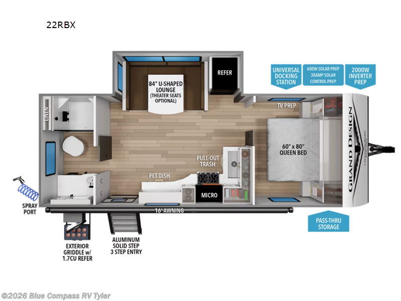 2027 Grand Design Transcend Xplor 22RBX - New Travel Trailer For Sale by Blue Compass RV Tyler in Tyler, Texas features Slideout