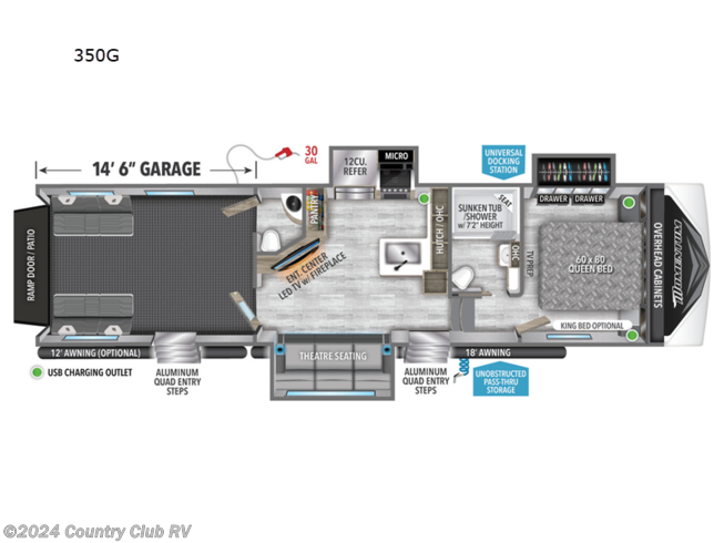 2024 Grand Design Momentum G-Class 350G - New Toy Hauler For Sale by Country Club RV in Yuma, Arizona