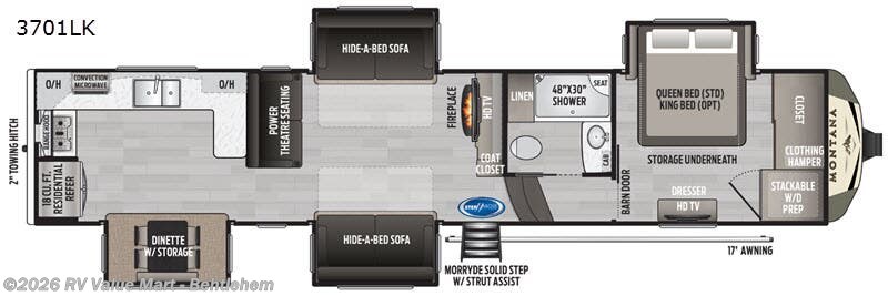 2020 Keystone Montana 3701LK - Used Fifth Wheel For Sale by RV Value Mart - Behtlehem in Bath, Pennsylvania features Slideout