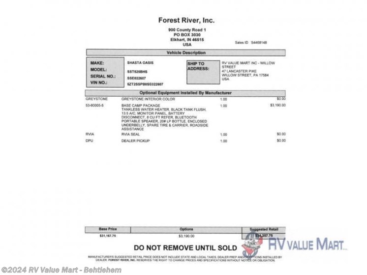 New 2025 Shasta I-5 Edition 525BHS available in Bath, Pennsylvania