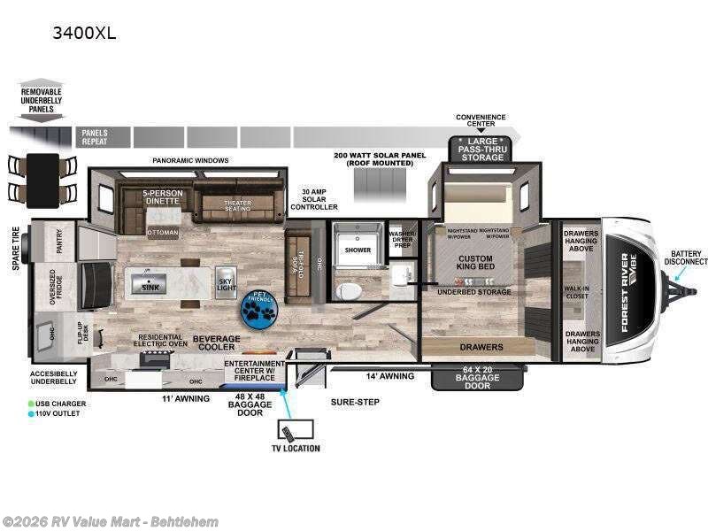 2025 Forest River Vibe 3400XL - New Travel Trailer For Sale by RV Value Mart - Behtlehem in Bath, Pennsylvania features Slideout