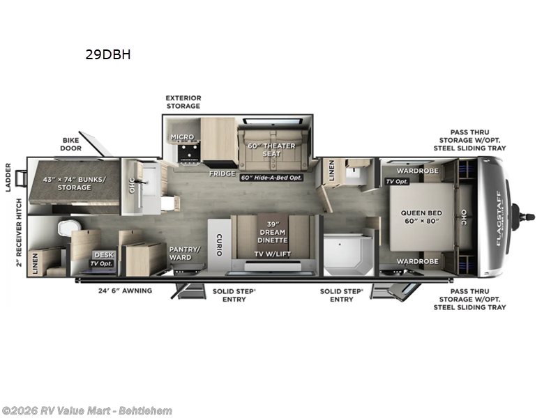 2026 Forest River Flagstaff Super Lite 29DBH - New Travel Trailer For Sale by RV Value Mart - Behtlehem in Bath, Pennsylvania features Slideout