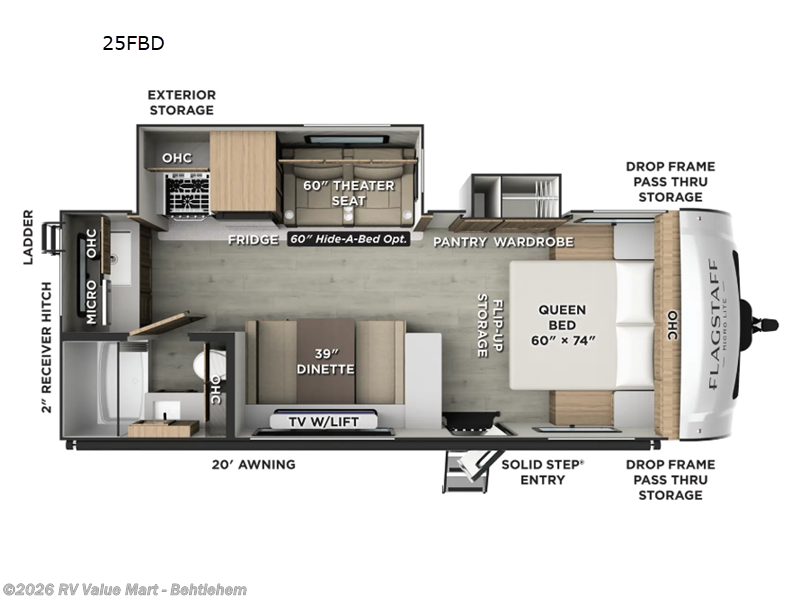 2026 Forest River Flagstaff Micro Lite 25FBD - New Travel Trailer For Sale by RV Value Mart - Behtlehem in Bath, Pennsylvania features Slideout