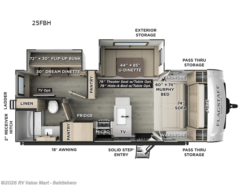 2026 Forest River Flagstaff Micro Lite 25FBH - New Travel Trailer For Sale by RV Value Mart - Behtlehem in Bath, Pennsylvania features Slideout