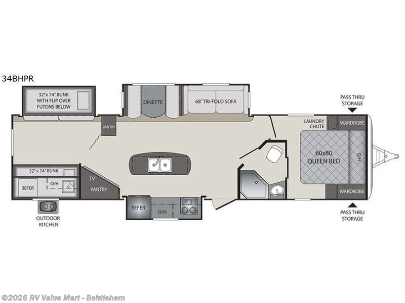 2017 Keystone Premier Ultra Lite 34BHPR - Used Travel Trailer For Sale by RV Value Mart - Behtlehem in Bath, Pennsylvania features Slideout