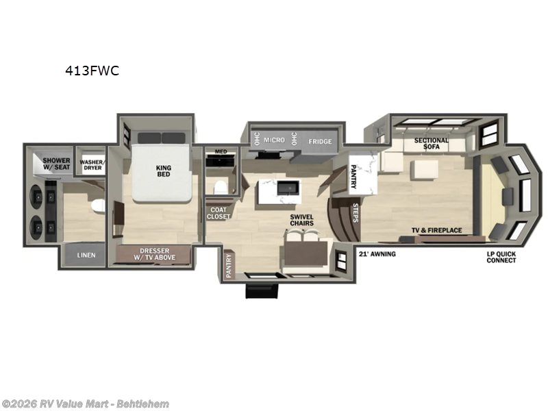 2026 Forest River Cedar Creek Cottage Fifth Wheels 413FWC - New Fifth Wheel For Sale by RV Value Mart - Behtlehem in Bath, Pennsylvania features Slideout