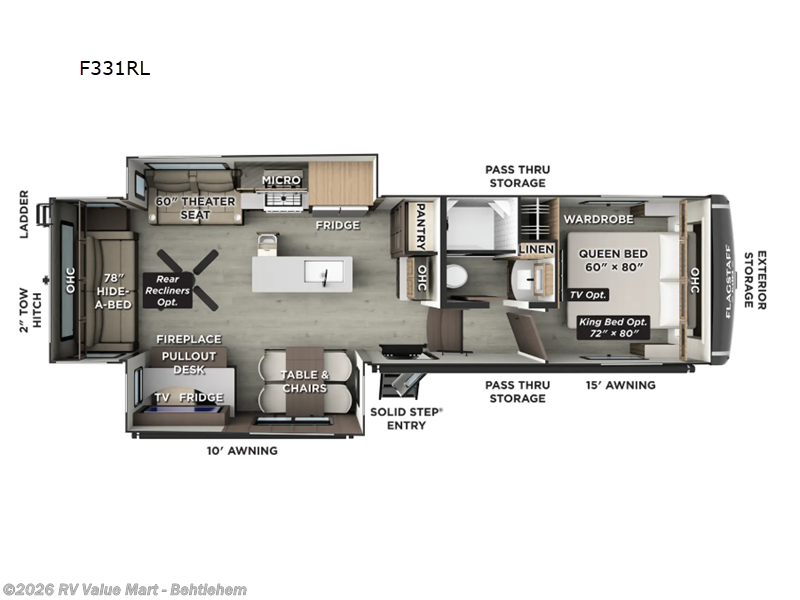 2026 Forest River Flagstaff Classic F331RL - New Fifth Wheel For Sale by RV Value Mart - Behtlehem in Bath, Pennsylvania features Slideout