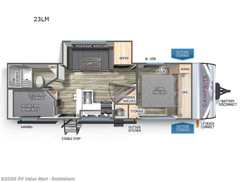 2024 Forest River Campsite Reserve 23LM - Used Travel Trailer For Sale by RV Value Mart - Behtlehem in Bath, Pennsylvania features Slideout