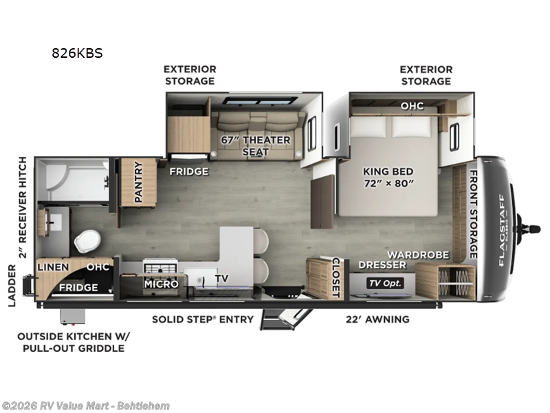 2026 Forest River Flagstaff Classic 826KBS - New Travel Trailer For Sale by RV Value Mart - Behtlehem in Bath, Pennsylvania features Slideout