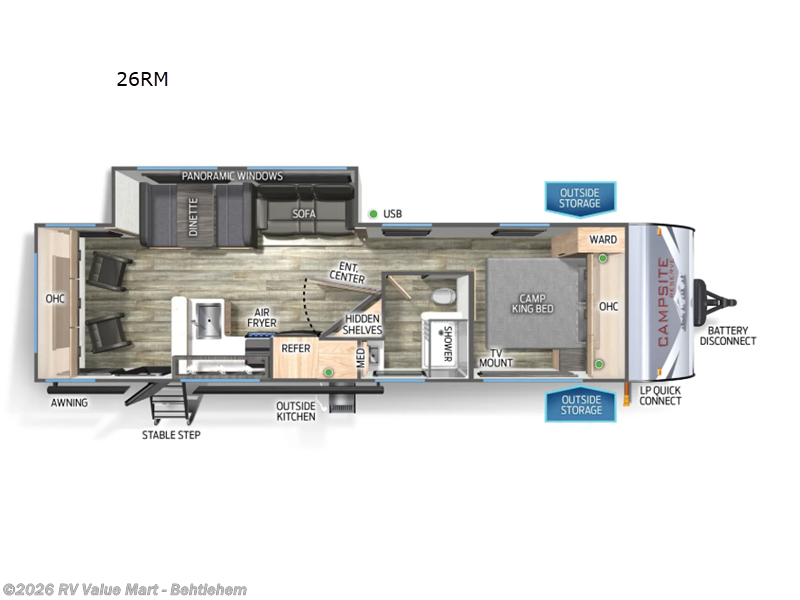 2025 Forest River Campsite Reserve 26RM - Used Travel Trailer For Sale by RV Value Mart - Behtlehem in Bath, Pennsylvania features Slideout