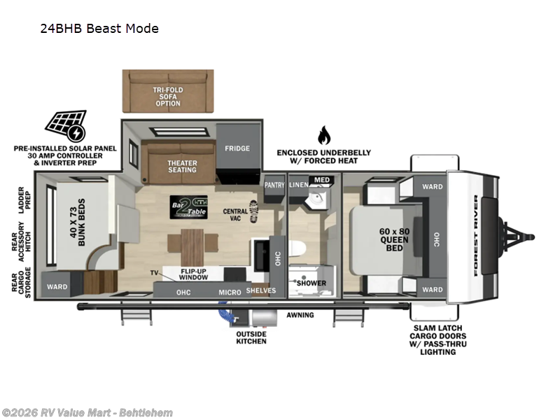 2027 Forest River IBEX 24BHB Beast Mode - New Travel Trailer For Sale by RV Value Mart - Behtlehem in Bath, Pennsylvania features Slideout