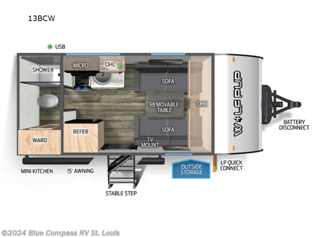 2024 Forest River Cherokee Wolf Pup 13BCW - New Travel Trailer For Sale by Blue Compass RV St. Louis in Eureka, Missouri
