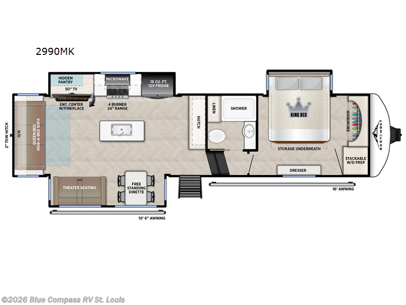 2026 East to West Blackthorn 2990MK - New Fifth Wheel For Sale by Blue Compass RV St. Louis in Eureka, Missouri features Slideout