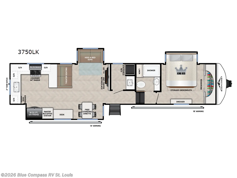 2026 East to West Blackthorn 3750LK - New Fifth Wheel For Sale by Blue Compass RV St. Louis in Eureka, Missouri features Slideout