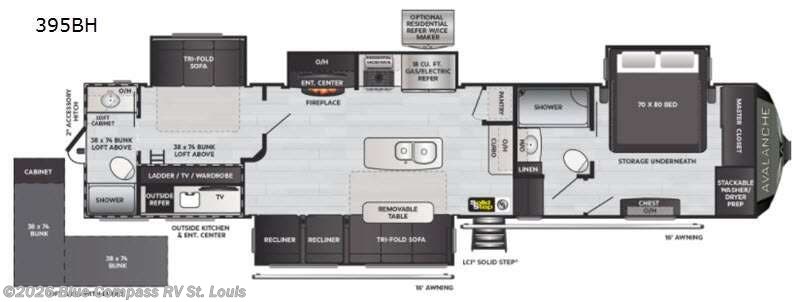 2021 Keystone Avalanche 395BH - Used Fifth Wheel For Sale by Blue Compass RV St. Louis in Eureka, Missouri features Slideout