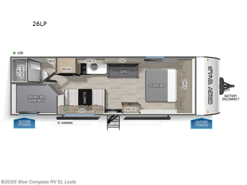2026 Forest River Cherokee Grey Wolf 26LP - New Travel Trailer For Sale by Blue Compass RV St. Louis in Eureka, Missouri