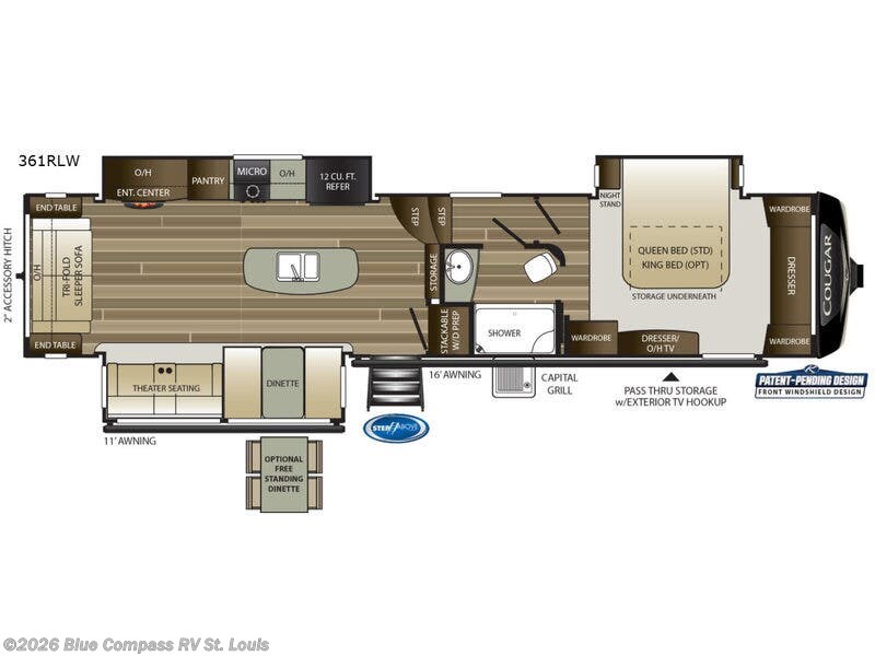 2019 Keystone Cougar 361RLW - Used Fifth Wheel For Sale by Blue Compass RV St. Louis in Eureka, Missouri features Slideout