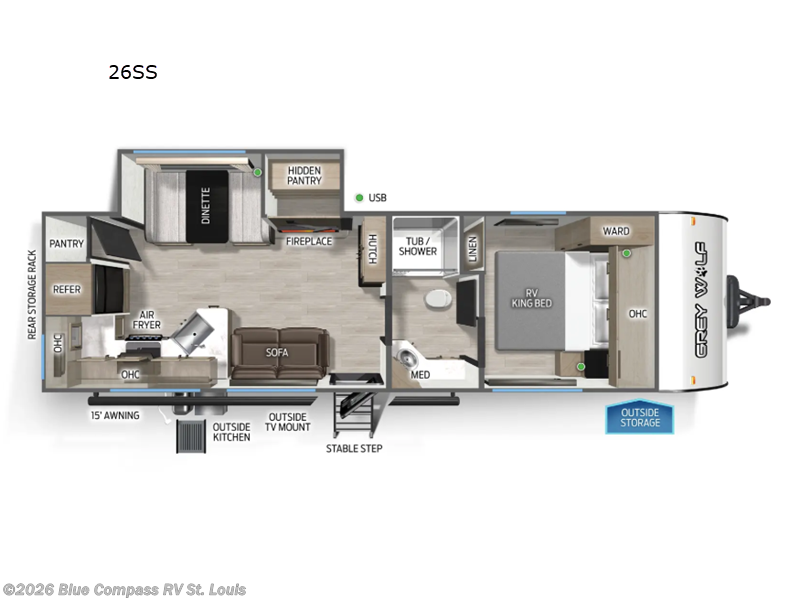 2026 Forest River Cherokee Grey Wolf 26SS - New Travel Trailer For Sale by Blue Compass RV St. Louis in Eureka, Missouri features Slideout