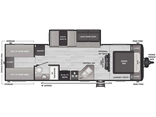 Floorplan of 2022 Keystone Hideout 290QB
